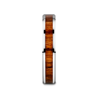 PALMALETTO Tungsten Carbide Ring with Beveled Edges and Real Zebra Wood Inlay - 4mm
