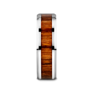 PALMALETTO Tungsten Carbide Ring with Beveled Edges and Real Zebra Wood Inlay - 4mm - 10mm
