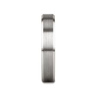 PETERSBURG Brushed Center White Tungsten Ring with Beveled Edges - 4mm - 10mm