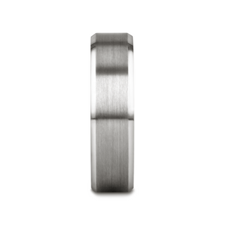 PETERSBURG Brushed Center White Tungsten Ring with Beveled Edges - 4mm - 10mm