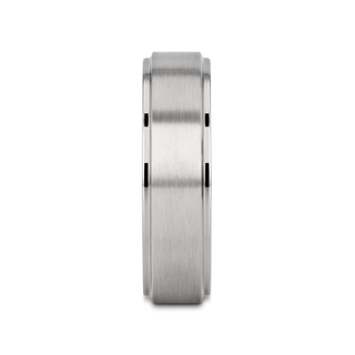 RHINOX Brushed Raised Center Men’s Titanium Wedding Ring with Polished Step Edges - 6mm & 8mm
