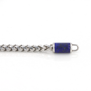 Stainless Steel Bracelet With Lapis Inlay