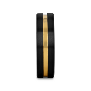 VIVALDI Black Ceramic Wedding Band With Yellow Gold Groove - 4mm - 8mm