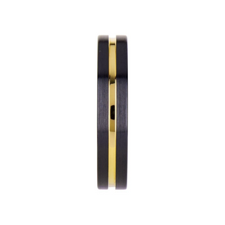 VIVALDI Black Ceramic Wedding Band With Yellow Gold Groove - 4mm - 8mm