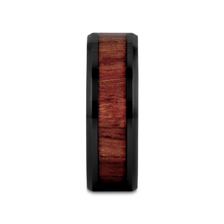 YUKON Beveled Black Ceramic Ring with Black Walnut Wood Inlay - 4mm - 12mm