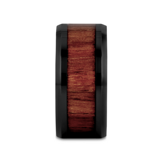 YUKON Beveled Black Ceramic Ring with Black Walnut Wood Inlay - 4mm - 12mm