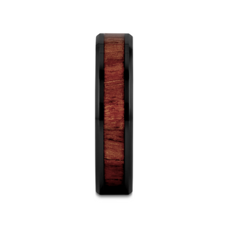 YUKON Beveled Black Ceramic Ring with Black Walnut Wood Inlay - 4mm - 12mm