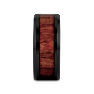 YUKON Beveled Black Ceramic Ring with Black Walnut Wood Inlay - 4mm - 12mm