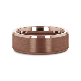 ROKA Flat Beveled Espresso Tungsten Carbide Ring with Brushed Center - 8mm