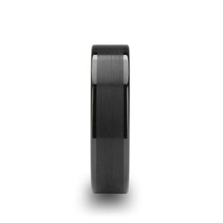 OCTAVIUS Flat Black Ceramic Ring with Brushed Center & Polished Edges - 4mm - 12mm