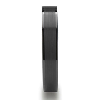 OCTAVIUS Flat Black Ceramic Ring with Brushed Center & Polished Edges - 4mm - 12mm