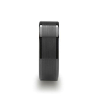 OCTAVIUS Flat Black Ceramic Ring with Brushed Center & Polished Edges - 4mm - 12mm