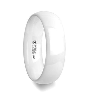 IVORY Domed Polish Finished White Ceramic Ring - 6mm & 8mm