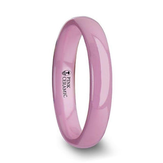 CORAL Domed Polish Finish Pink Ceramic Ring - 4mm