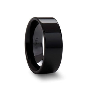 FAITH Black Flat Shaped Ceramic Wedding Ring for Her - 2 mm