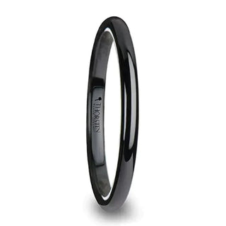 LAUREEN Black Domed Shaped Ceramic Wedding Ring for Her - 2 mm