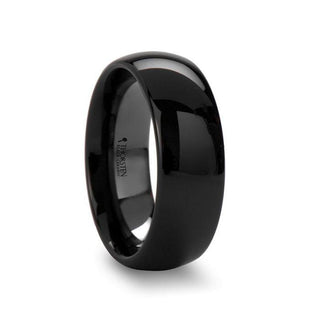 LAUREEN Black Domed Shaped Ceramic Wedding Ring for Her - 2 mm