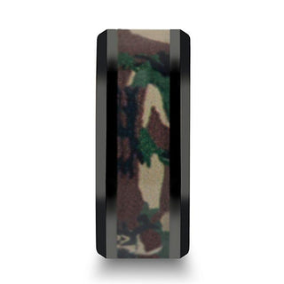 RANGER Black Ceramic Ring Military Style Jungle Camo - 10mm