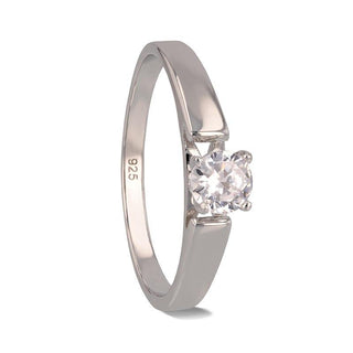 Solitaire Engagement Band with Cubic Zirconium Stone - 2mm
