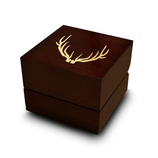 Deer Antlers Engraved Wood Ring Box Chocolate Dark Wood Personalized Wooden Wedding Ring Box