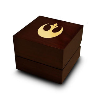 Rebel Alliance Star Wars Symbol Engraved Wood Ring Box Chocolate Dark Wood Personalized Wooden Wedding Ring Box
