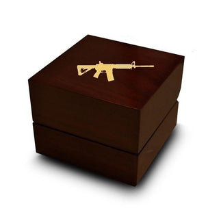 M4A1 Firearm Engraved Wood Ring Box Chocolate Dark Wood Personalized Wooden Wedding Ring Box