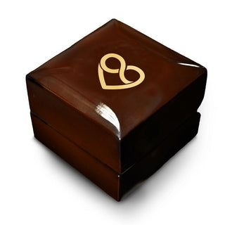 Combined Heart and Infinity Symbol Engraved Wood Ring Box Chocolate Dark Wood Personalized Wooden Wedding Ring Box