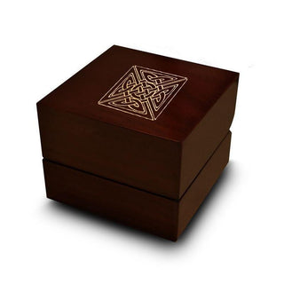 Intricate Celtic Knot Engraved Wood Ring Box Chocolate Dark Wood Personalized Wooden Wedding Ring Box