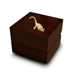 Plesiosaurus Dinosaur Engraved Wood Ring Box Chocolate Dark Wood Personalized Wooden Wedding Ring Box
