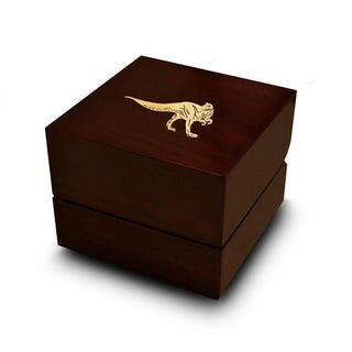 Tyrannosaurus Rex Dinosaur Engraved Wood Ring Box Chocolate Dark Wood Personalized Wooden Wedding Ring Box
