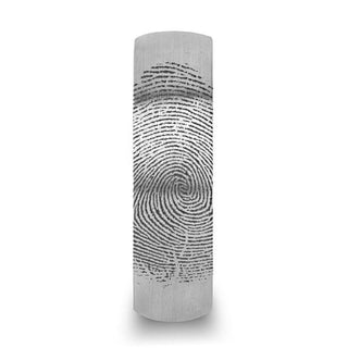 Fingerprint Ring Engraved Domed Tungsten Ring Brushed Ring- Perseus - 4mm - 12mm