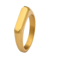 ORIOLE Brushed Gold Plated Titanium Signet Ring - 6mm