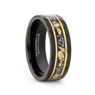 INFINIA Black Tungsten Band with Meteorite Inlay - 8mm