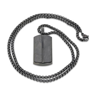 Stainless Steel Pendant with Carbon Fiber Inlay and 22 Inch Matching Chain
