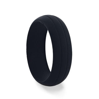 GROOVY Dual Groove Silicone Ring for Men and Women Black Comfort Fit Hypoallergenic Thorsten - 8mm