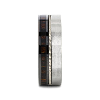 SLATE Tungsten & Black Ceramic Hybrid Ring with Steel Guitar String Ebony Wood and a Black Ceramic Interior - 8mm