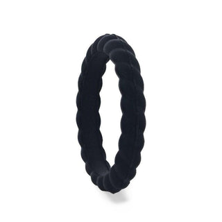 STONE Stackable Twist Silicone Ring for Women Black Comfort Fit Hypoallergenic Thorsten - 2mm