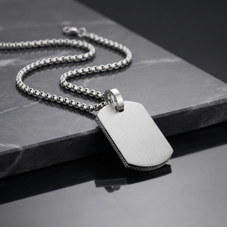 Stainless Steel Dog Tag Pendant with 22in Steel Chain