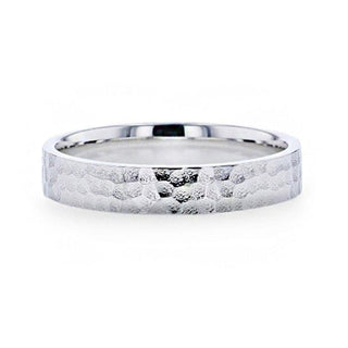 SILVERADO Silver Hammered Finish Flat Style Wedding Band - 4mm & 8mm