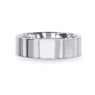 ARGENT Silver Polished Finish Flat Style Wedding Band - 4mm & 8mm