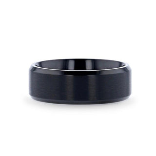 ELYSIAN Black Titanium Ring with Polished Beveled Edges and Brush Finished Center - 8mm