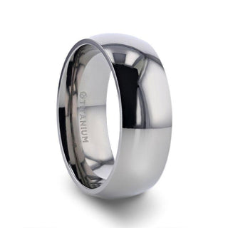 PETERSON Titanium Polished Finish Domed Men’s Wedding Band - 6mm & 8mm