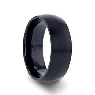 MARAUDER Domed Brushed Finish Black Titanium Men’s Wedding Band - 6mm & 8mm