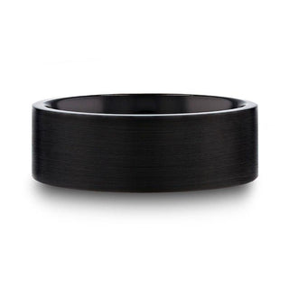 SAN BERNARDINO Brushed Finish Flat Black Titanium Men’s Wedding Band - 6mm & 8mm