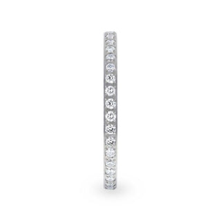 EMILIA Flat Polished Titanium Women's Eternity Wedding Ring With Lab-Created White Diamonds Setting - 2mm