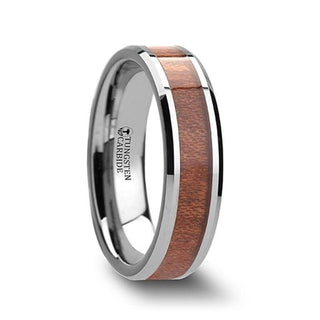 KODIAK Tungsten Wedding Band with Bevels and Rosewood Inlay - 4mm - 12mm