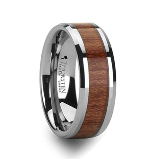 KODIAK Tungsten Wedding Band with Bevels and Rosewood Inlay - 4mm - 12mm