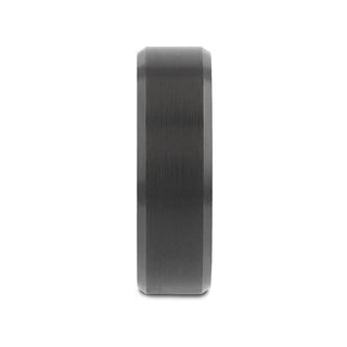 ELISE Black Tungsten Ring with Polished Beveled Edges and Brush Finished Center - 4mm - 10mm