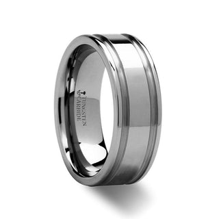 MOSCOW Tungsten Carbide Band with Dual Offset Brushed Grooves - 8mm