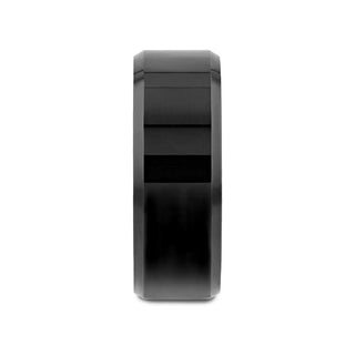 INFINITY Black Tungsten Ring with Beveled Edges - 4mm - 12mm